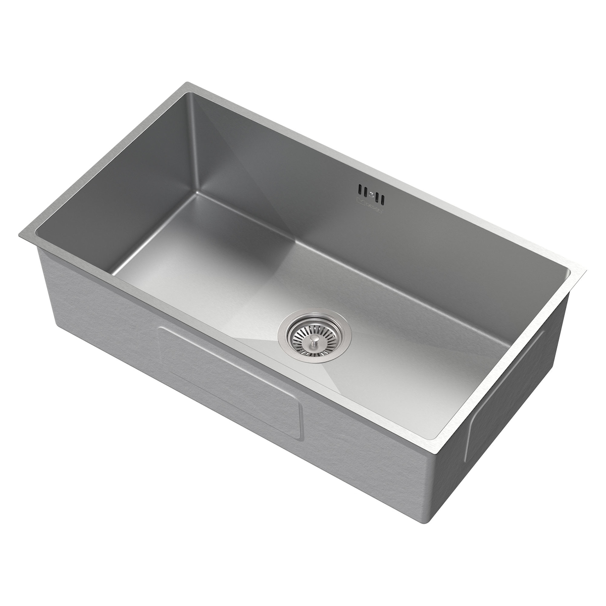 ML-Design XXL Spülbecken Edelstahl 70 × 40 cm – Rechteckige Einbau-/Unterbauspüle, Einzelbecken mit Ab- & Überlaufgarnitur & Siphon, Küchenwaschbecken