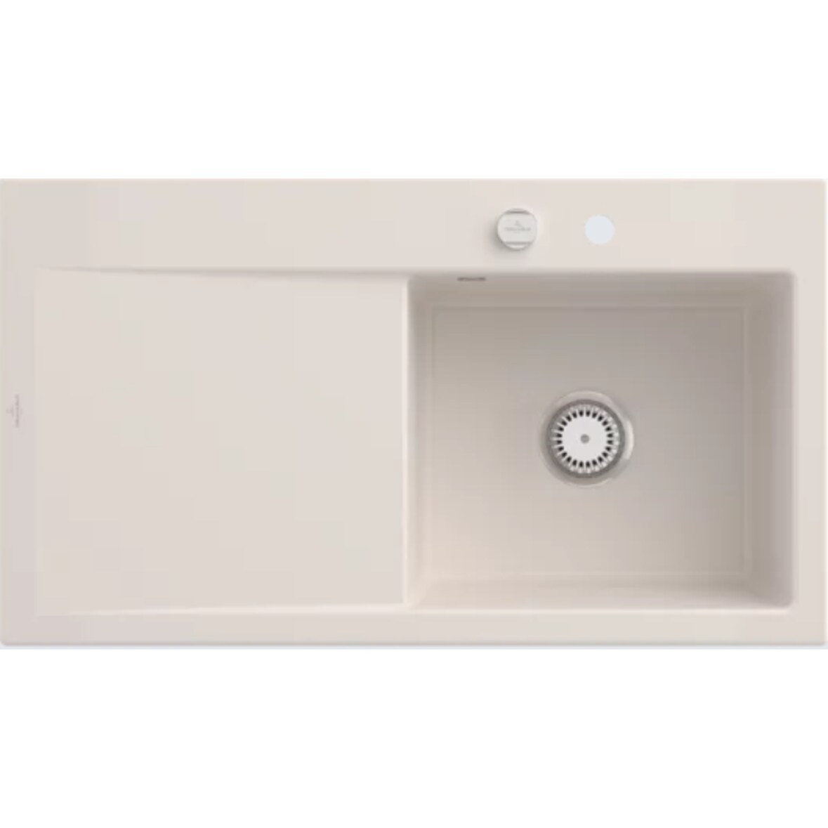 Villeroy&Boch Spülbecken mit Abtropffläche links, Subway Style 50 Crema 90x51cm, Keramik, Excenterbetätigung
