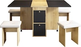 thumbnail of Essgruppe Esstischset mit 4 Stühlen klappbar ausziehbar Weiß+Schwarz 120x80x75 cm, platzsparend, multifunktional für Essen und Homeoffice