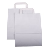thumbnail of 500 Papiertragetaschen 260 + 170 x 250 mm weiß stabile 80 g/m² Grammatur Papiertüten Geschenktüten BB-Verpackungen