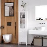 thumbnail of kleankin Armario Alto para Baño Mueble Columna de Baño con 1 Puerta de Cristal Estantes Ajustables y 2 Cajones Multiusos para Salón 43x35x160 cm