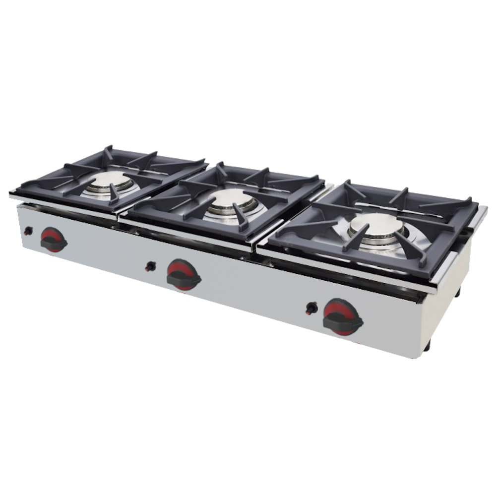 EURAST - Gaskookplaat met 3 branders, tafelmodel - 1200x450x240 mm - 17,4 Kw - 4413C021