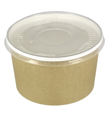 MONOUSO - Terrina de Cartão Kraft Con Tampa PP 473ml Ø11cm (25 Uds)