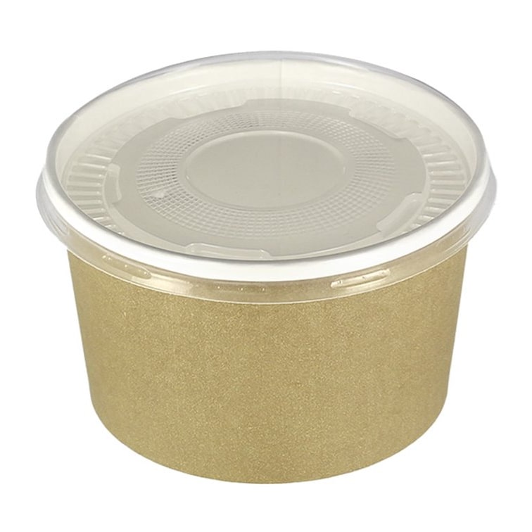 MONOUSO - Terrina de Cartão Kraft Con Tampa PP 473ml Ø11cm (25 Uds)