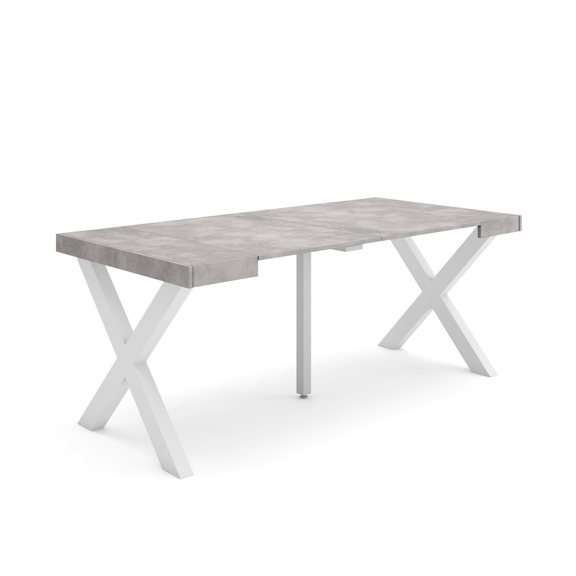 Ausziehbarer Konsolentisch, 180x90x73cm, Für 8 Personen, Holzbeine, Moderner Stil, Zementgrau _ 238_7