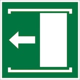 thumbnail of Dreifke® Rettungszeichen, Schiebetür öffnet nach links, E034 | Folie selbstklebend, langnachleuchtend | 200x200 mm | ASR A1.3 (DIN EN ISO 7010)