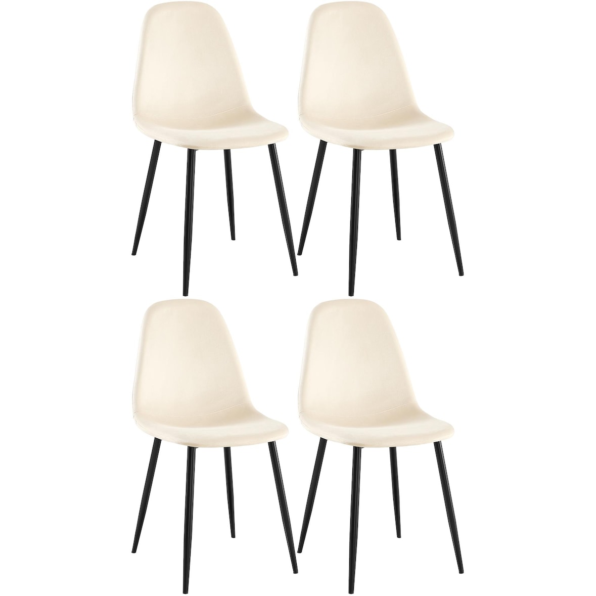Conjunto de 4 sillas de comedor Napier Crema/Terciopelo