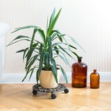 thumbnail of Relaxdays Pflanzenroller Gusseisen Ø33,5cm, Metall, 4 Rollen, Blumenroller, antikes Design, stabil, wetterfest, bronze