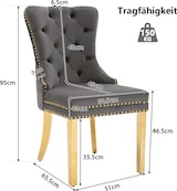 thumbnail of Merax Esszimmerstuhl, 6er set, Küchenstuhl, Wohnzimmerstuhl 6 Sts, Polsterstuhl, Stützbeine aus vergoldetem Edelstahl, Samt, Grau