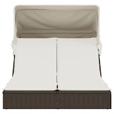 thumbnail of vidaXL Ligbed 2-persoons met luifel en kussens poly rattan bruin