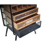 thumbnail of Wijnrek HWC-C91, flessenrek barkast wijnrek voor 10 flessen, dennenhout vintage 157x57x38cm