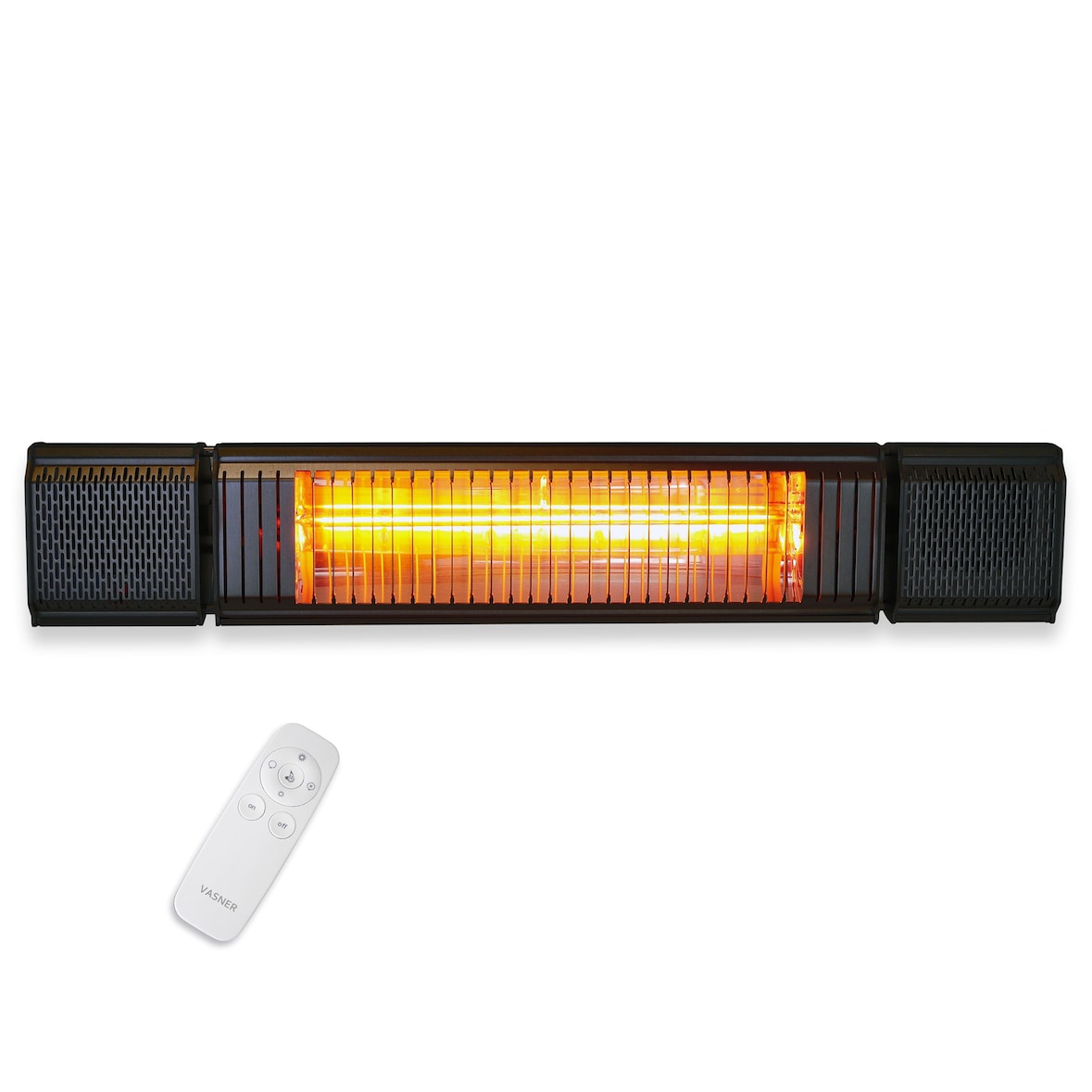 VASNER Appino BEATZZ Infrarot Heizstrahler mit Sound & reaktivem LED Backlight 2000 Watt Schwarz, Bluetooth App Steuerung