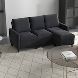 thumbnail of Kombinationssofa Leinen Dunkelgrau 197x139x91 cm, 3-Sitzer mit wendbarer Chaiselongue