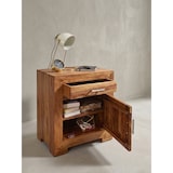 thumbnail of Massivholz Nachtschrank, Landhausstil, 60 cm Höhe, Schublade & Tür, Sheesham-Holz. Braun, 50x40x60 cm | Kadima Design