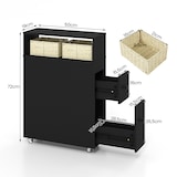 thumbnail of COSTWAY Armario empotrado con ruedas, cajones, cestas de mimbre y soportes para cepillos, 50 x 19 x 72 cm (negro)