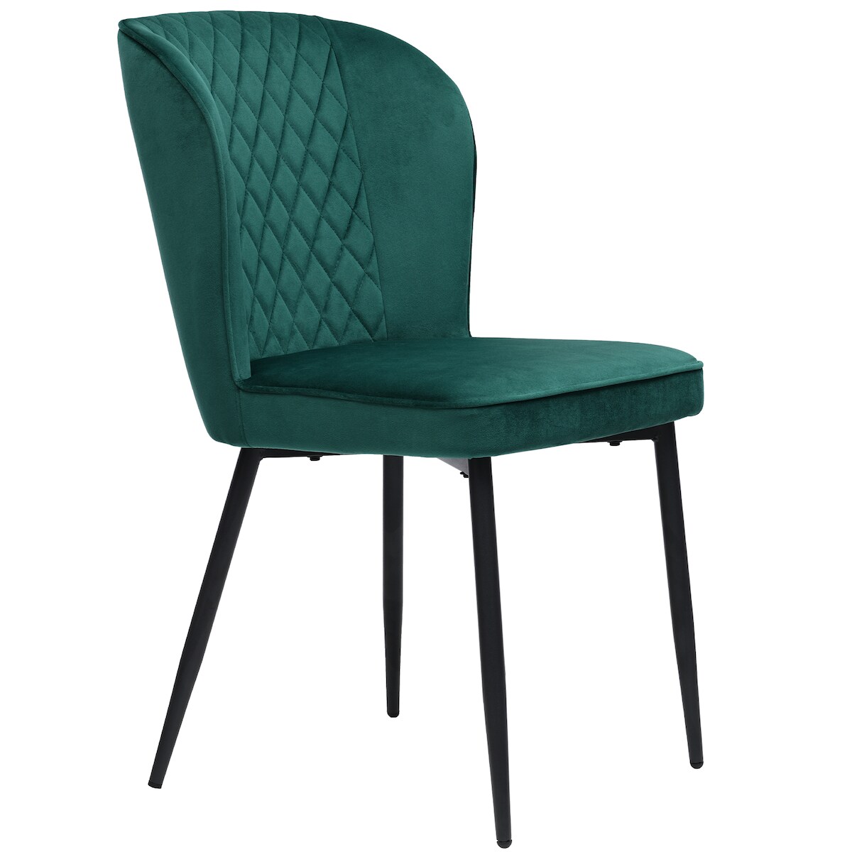 OKWISH Esszimmerstuhl 4er Set 86x49x41 cm Samt Dunkelgrün mit Rückenlehne und Metallgestell, ergonomisch gepolstert, vielseitig für Küche und Home