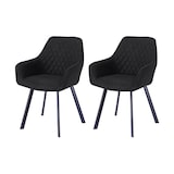thumbnail of SalesFever Polsterstuhl 2er Set mit Armlehnen | Bezug Microfaser | Gestell Metall schwarz | Rautensteppung im Rückenbereich |anthrazit