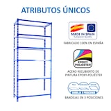 thumbnail of SimonRack Metallregal, 2500x1000x400 mm, 6 Ebenen, Metallboden, 180 kg Biegepunkt, Blau/Weiss - Simonclick