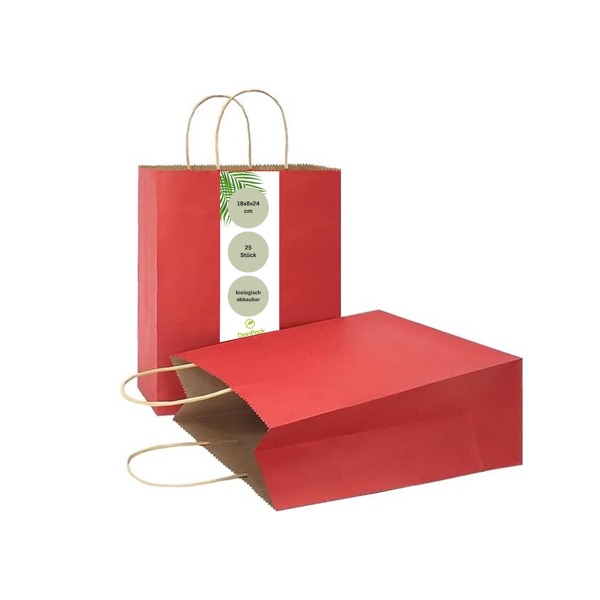 DeinPack Papiertüten aus Kraftpapier - Rot 25 rote x Papier Tüten 32 x 12 x 41 cm