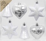 thumbnail of Christbaumschmuck Glocke Herz Stern Kunststoff 14 cm 6 Stück weiß