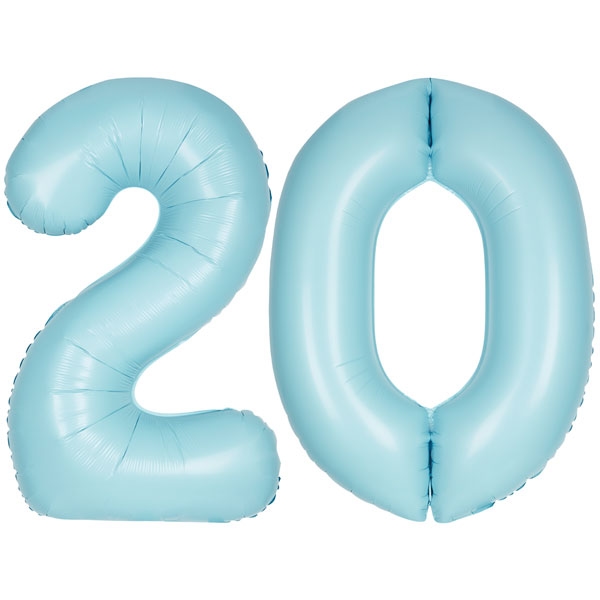Playflip XL Folienballon hellblau Zahl 20