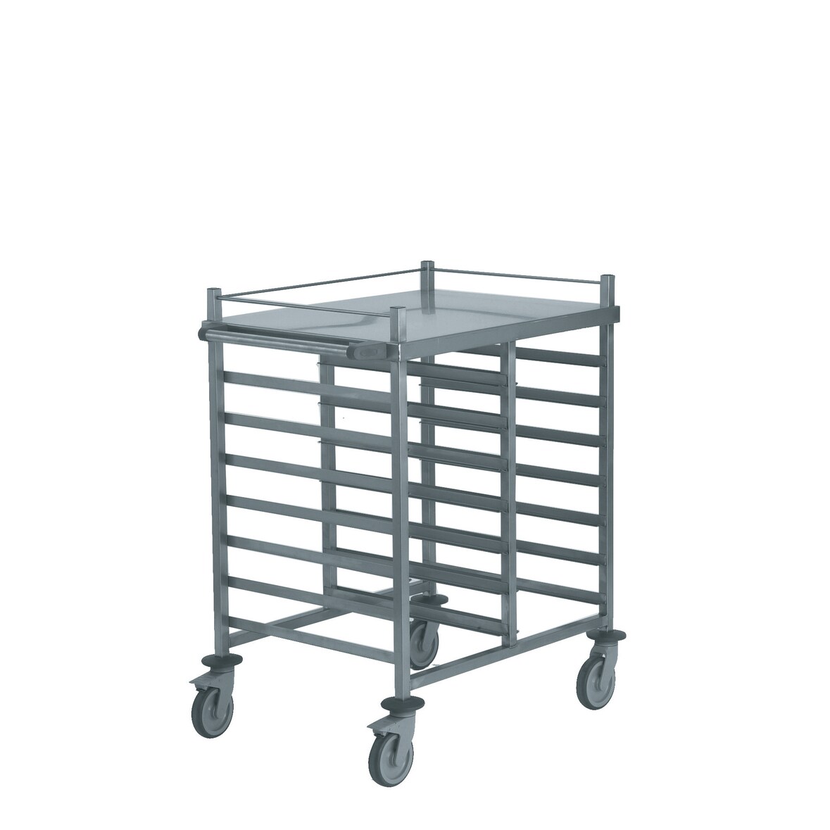 Tournus Frühstückswagen mit Ablage oben inkl. Galerie und 2 x 7 GN 1/1 Ebenen Einschub unten.