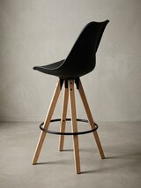 thumbnail of 2er Set Barhocker LIMA Schwarz Retro Design Kunstleder Holz mit Lehne, Design Barstuhl Retro Skandinavisch 2 Stück, Tresenhocker Sitzhöhe 77