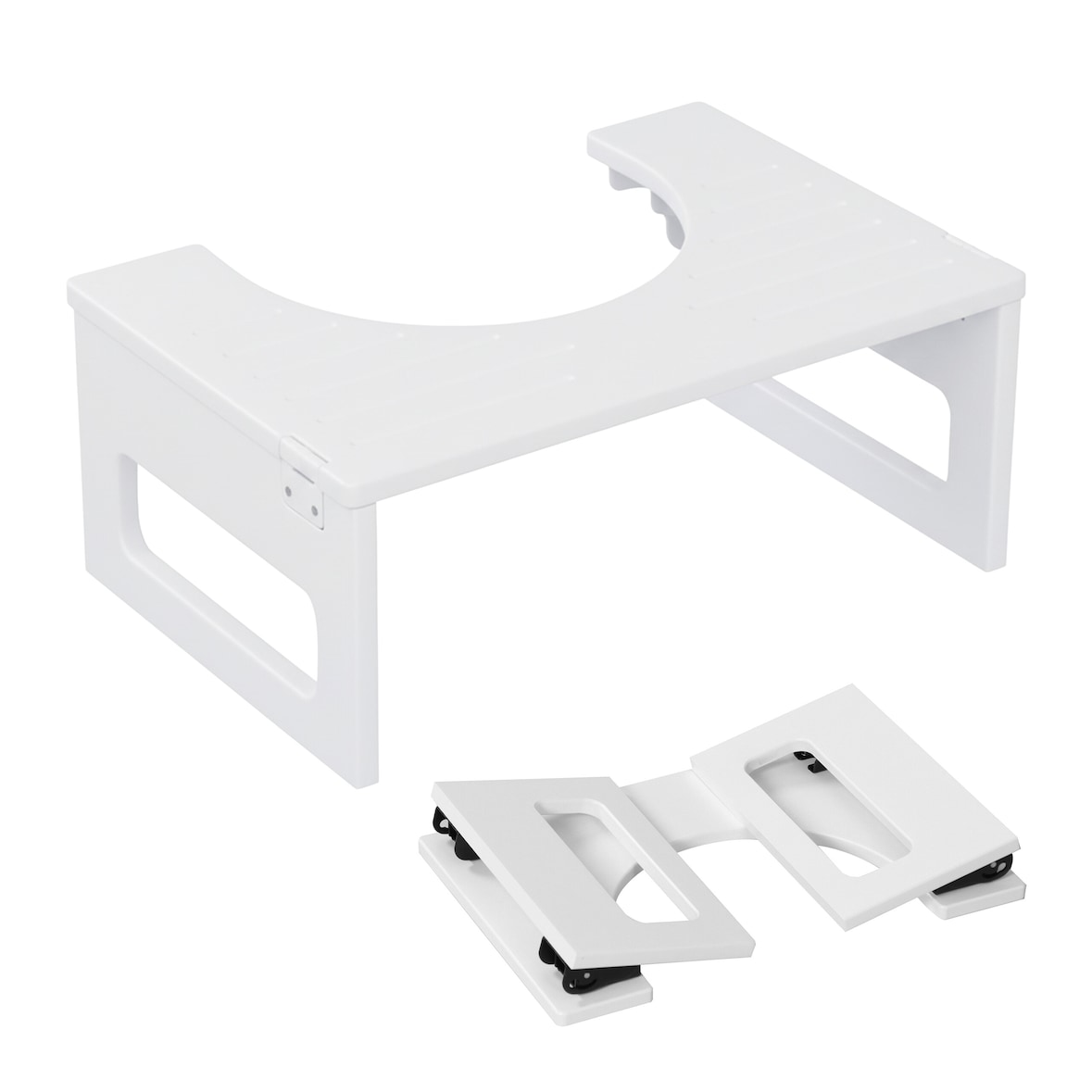 Relaxdays Toilettenhocker, klappbar, Hocker Toilettengang, Erwachsene, Bambus, rutschfest, HxBxT: 18x43x27,5 cm, weiß