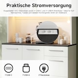 thumbnail of Merax LED buffetkast 120x40x180 cm, hoge keukenkast met werkblad, stopcontact en USB, opbergruimte, koffiestation, wit