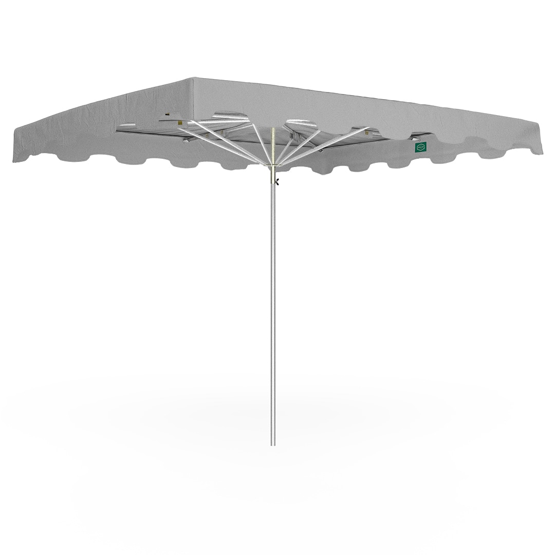 Parasol de marché forain 250x210cm Gris - Armature + Toile + Housse