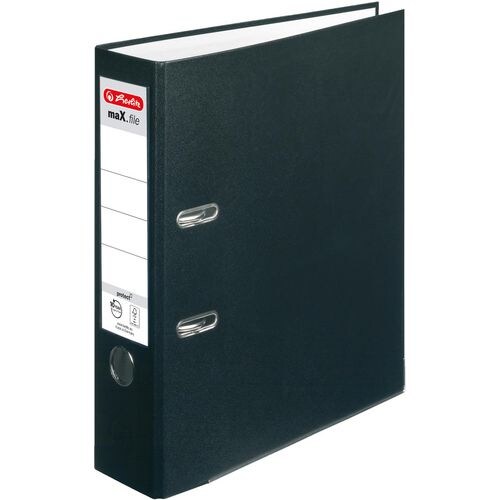 herlitz maX.file protect Breit Ordner DIN A4 80 mm Schwarz 2 Ringe 5480801 Pappkarton, PP (Polypropylen) Texturiert Hochformat