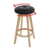 thumbnail of Barkruk Navan, barkruk counter stool, hout imitatieleer draaibaar ~ zwart, lichtgekleurde poten
