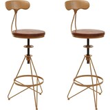 thumbnail of Décoshop26 - Lot de 2 tabourets de bar chaise haute avec repose-pieds rotatif réglable en hauteur design industriel métal doré et TDB04081