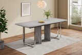 thumbnail of Esstisch 180x80x75  rechteckig Grau+Silber mit MDF Tischplatte und stabilen Metallbeinen, modernes Design für 6 bis 8 Personen