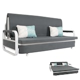 thumbnail of Schlafsofa HWC-M83, Schlafcouch Couch Sofa, Schlaffunktion Bettkasten Liegefläche, 190x185cm ~ Stoff/Textil dunkelgrau