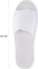 thumbnail of 10 Paar Slipper offen aus Polyester Weiß 31 cm lang wasserabweisend Hotelslipper Hausschuhe Hotelhausschuhe Einwegslipper Gästehausschuhe