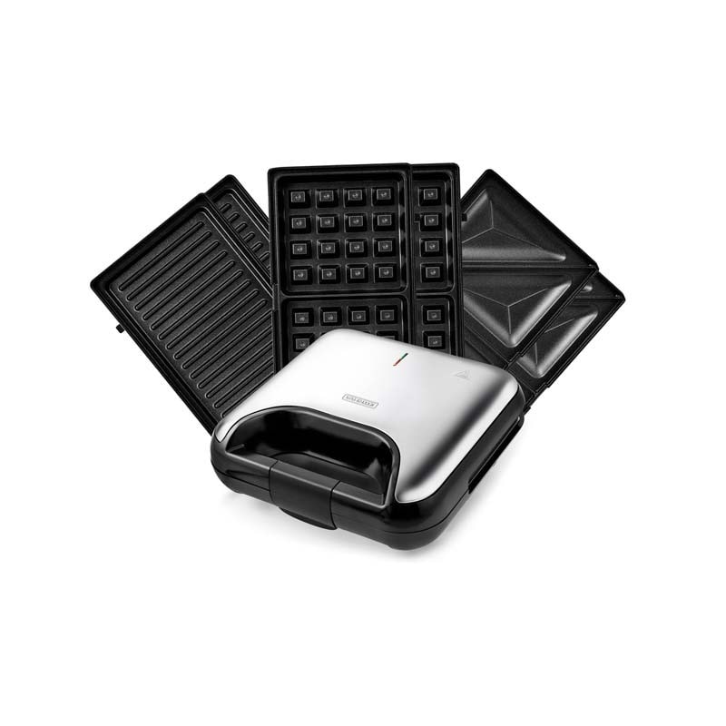 Kitchencook - Appareil à Sandwich 3en1 - 800w - Revêtement Antiadhésif - Plaque(21,6x12cm) - Contrôle Thermostat - Noir