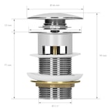 thumbnail of ML-Design Universal Ablaufgarnitur mit Überlauf, verchromtes Messing Pop-Up Click-Clack Ventil, Abflussgarnitur für Waschbecken, werkzeugloser Einbau