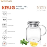 thumbnail of Wilmax Borosilikat Glas Krug mit Edelstahl-Deckel, 1000ml