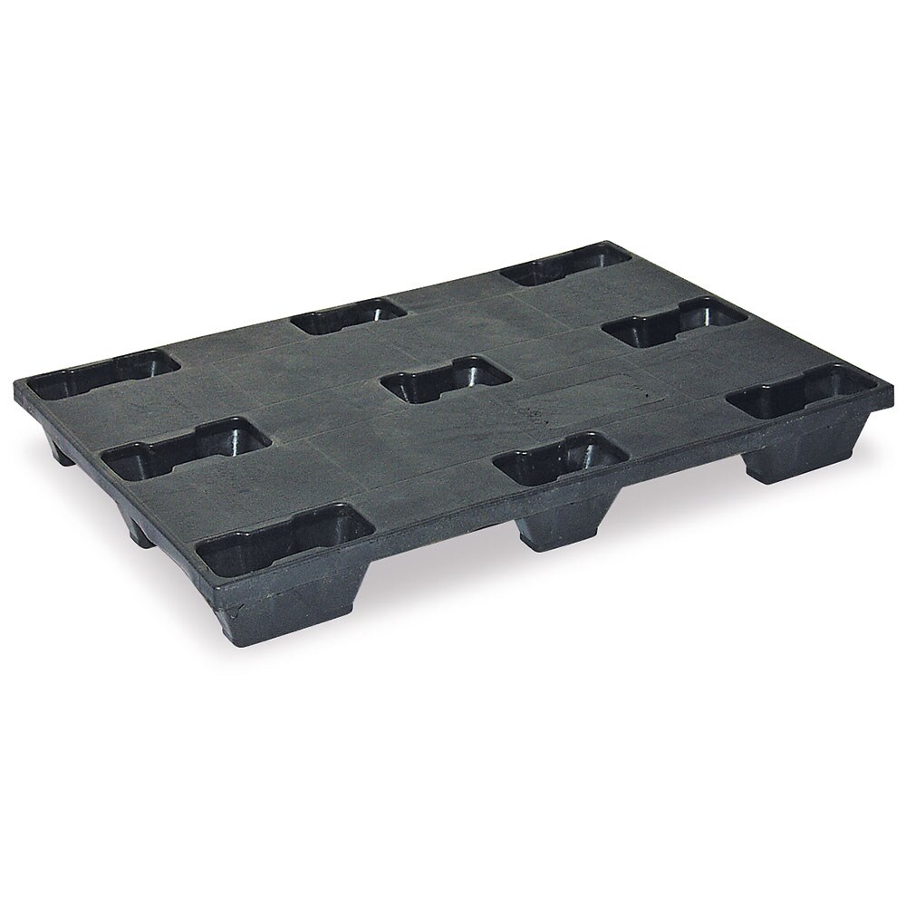 Leichtpalette, Euromaß LxBxH 1200 x 800 x 140 mm, schwarz, geschl. Deck, nestbar