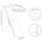 thumbnail of vidaXL Couchtischbeine X-Form 2 Stk. Anthrazit 60x(42-43) cm Stahl
