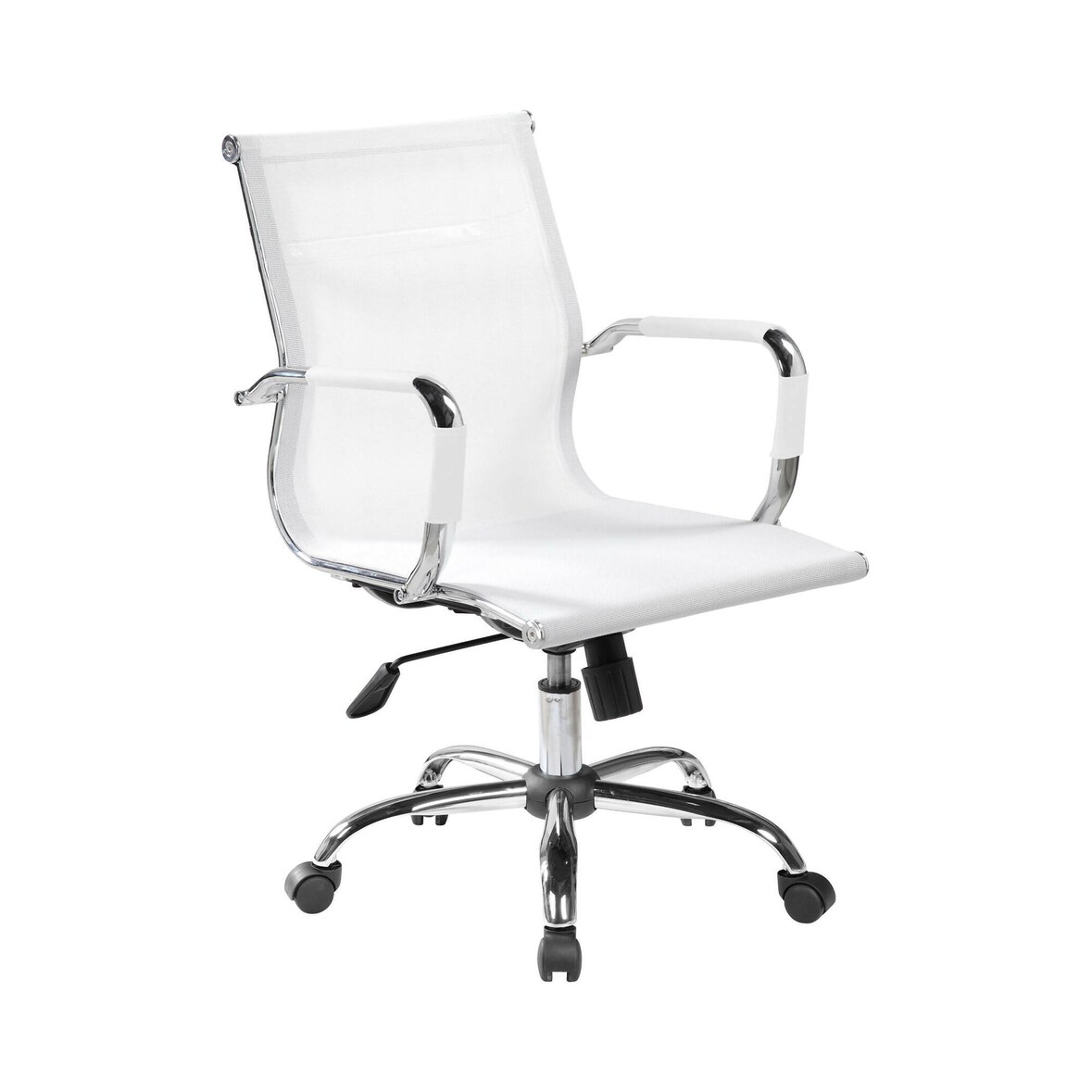 Dmora Sedia da ufficio Dfrosi, Poltrona direzionale con braccioli, Sedia ergonomica da ufficio, Bianco, 62x54h92/102 cm