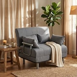 thumbnail of Divano poltrona letto piazza e mezza pieghevole tessuto Deborah Twin - Grigio-PU686TEXGS