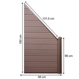 thumbnail of WPC-Sichtschutz Sarthe, Windschutz Zaun, WPC-Pfosten ~ Erweiterungselement schräg rechts, 0,98m braun