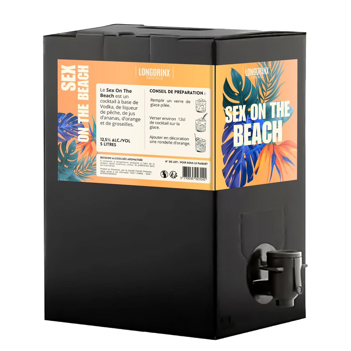 LONGDRINX - SEX ON THE BEACH - Cocktail prêt-à-servir - 12,5% alc. - 5 Litres