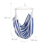 thumbnail of Relaxdays Hängesessel, Baumwolle, Deckenschaukel für drinnen & draußen, 150 kg, Hängesitz Kinder & Erwachsene, blau/weiß
