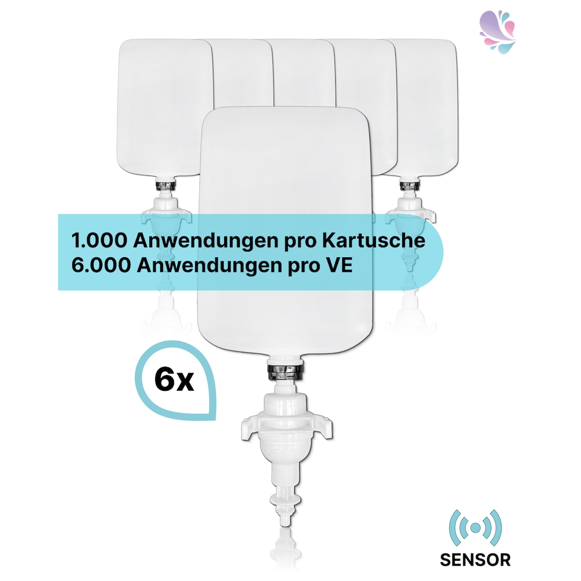 Cosmos Sensor Desinfektiongel 6.000 Anwendungen, 6 x 1 Liter, inkl. Pumpe, RKI- VAH- ÖGHMP- gelistet