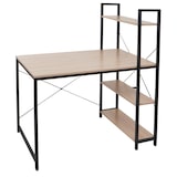 thumbnail of Schreibtisch mit Regal HWC-K81, Laptoptisch Bürotisch Arbeitstisch, 100x60cm Metall Holz ~ natur