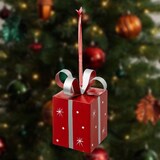 thumbnail of Déco de sapin Paquet cadeau en métal Rouge et Argent