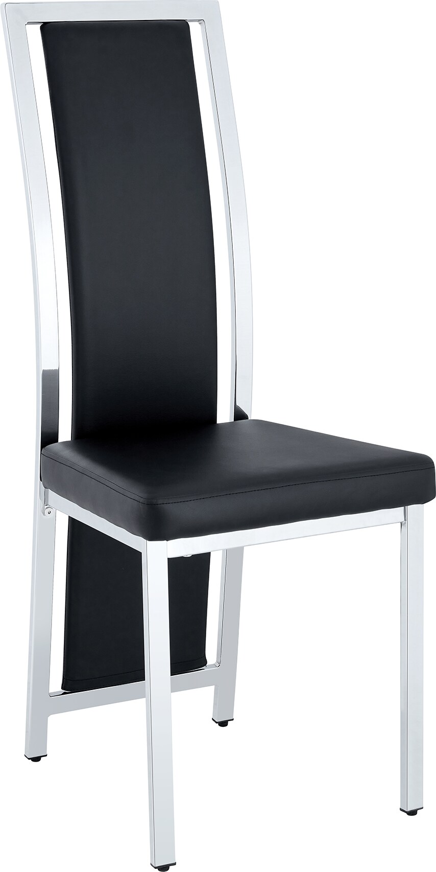 Esszimmerstühle 4er-Set Metall & PU-Leder Schwarz/Silber 109 cm hoch